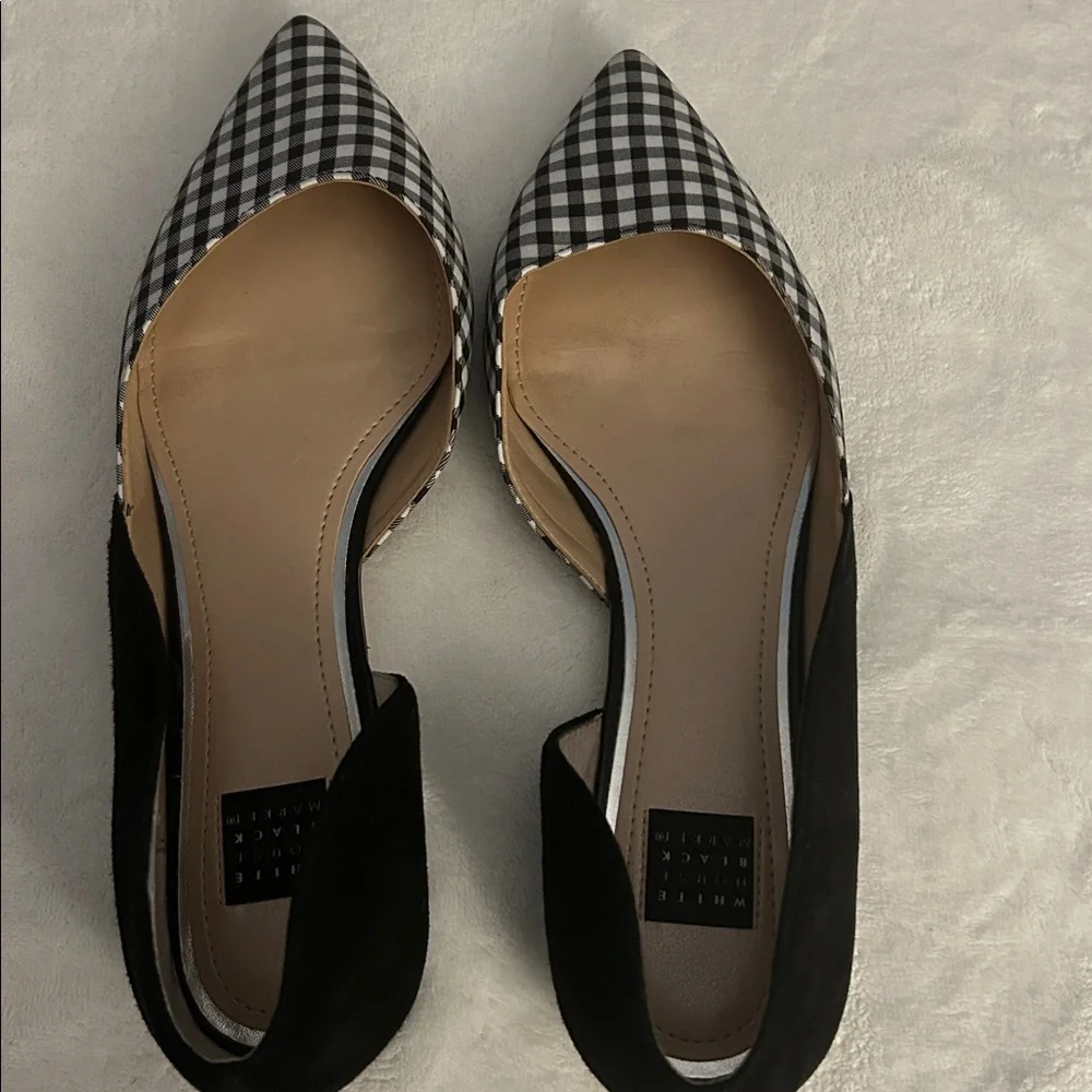 White House Black Market Black & White Gingham Pointed-Toe Flats